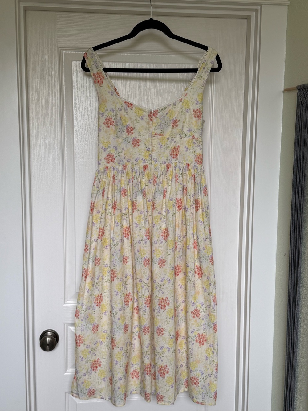 Lush Yellow Floral Midi Dress with Pink Accent